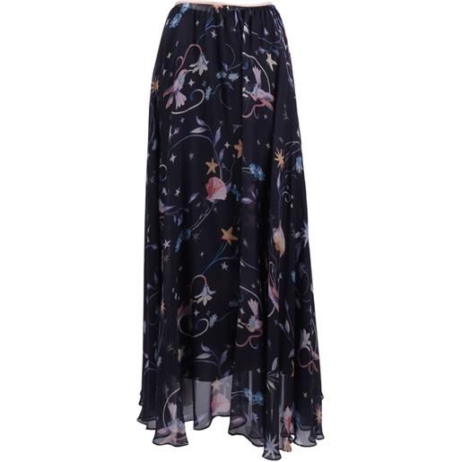 Forte Forte gonna lunga in chiffon con stampa deliverance - blu