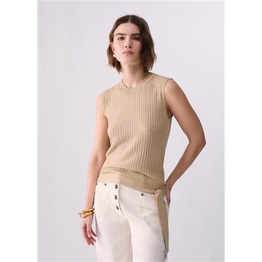 Liu jo top in maglia con fiocco, beige