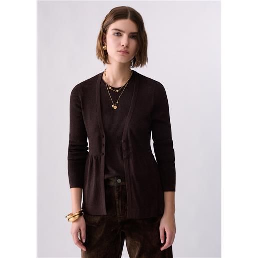 Liu jo maglia con lamé, marrone scuro