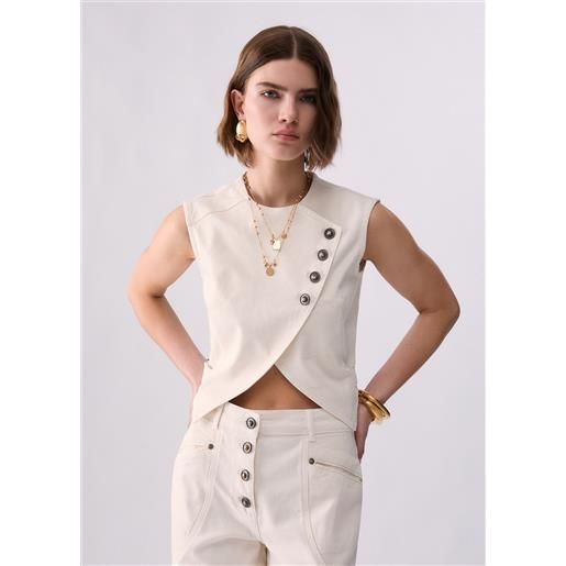 Liu jo gilet slim fit asimmetrico, bianco