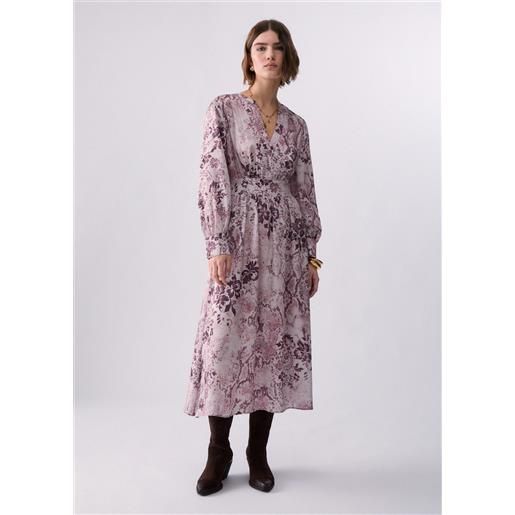Liu jo abito midi in twill stampato, rosa