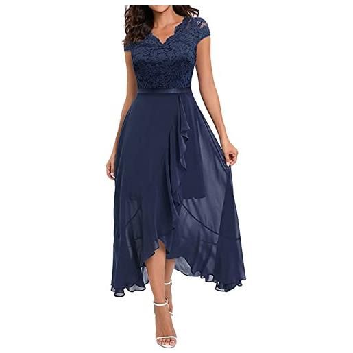 Generic donna vestito elegante abiti estivi donna maxi moda sexy eleganti tinta unita vestito stampato elegante taglie forti girocollo senza maniche mini abito con scollo a u