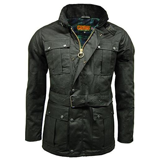 Game Technical Apparel game continental con cintura moticicletta cera giacca marrone - marrone, large