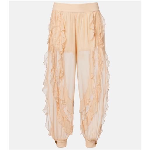 Zimmermann pantaloni tapered rebellion splice in seta