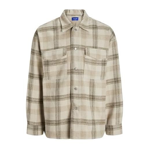 JACK & JONES jorvesterbro check overshirt ls sn giacca da camicia, bianco antico, m uomo