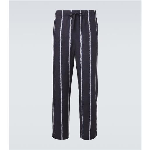 Commas pantaloni a gamba larga in lino a righe
