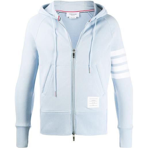 Thom Browne felpa con cappuccio, dettaglio a 4 righe e zip - blu