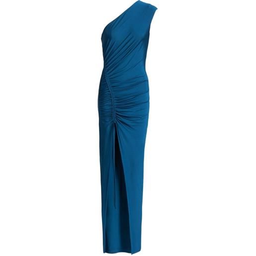 Balmain abito lungo drappeggiato in jersey - blu