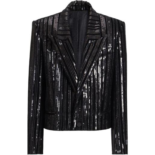 Balmain giacca crop con paillettes - nero