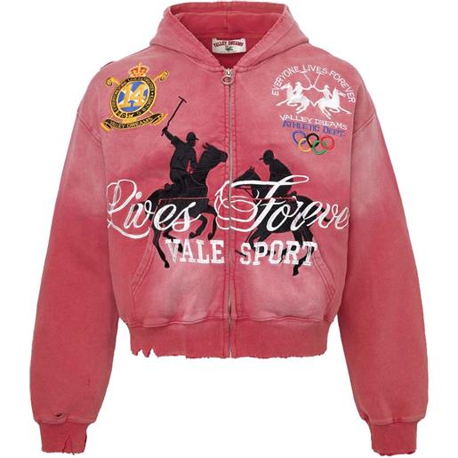 Vale felpa rockefeller con zip e cappuccio - rosso