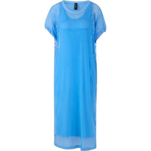MARCCAIN abito midi con strato in rete - blu