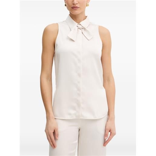 SIMONA CORSELLINI blusa smanicata con fiocco - toni neutri