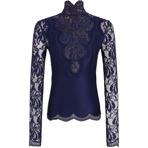 Rabanne top in pizzo a maniche lunghe - blu