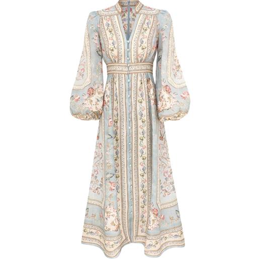 ZIMMERMANN abito corto roselight plunge a fiori - blu