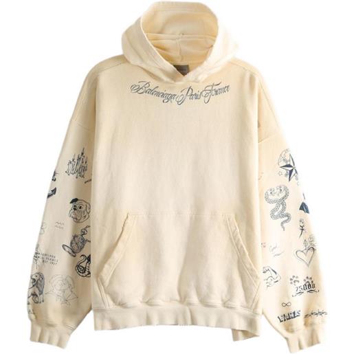 Balenciaga felpa in cotone con cappuccio - toni neutri