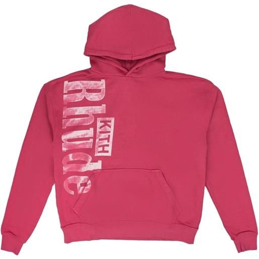 RHUDE x kith felpa in cotone con logo e cappuccio - rosa