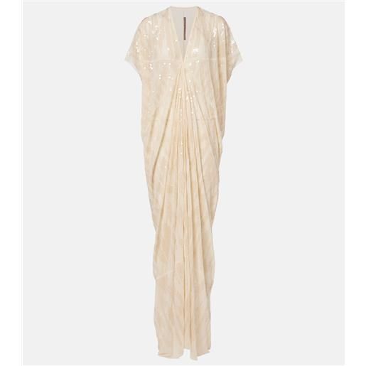Rick Owens abito lungo lilies in tulle con paillettes