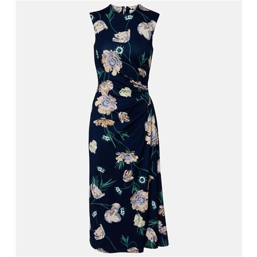 Erdem abito midi in jersey con stampa floreale