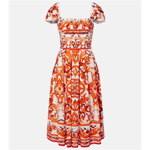 Dolce&Gabbana abito midi majolica in popeline di cotone