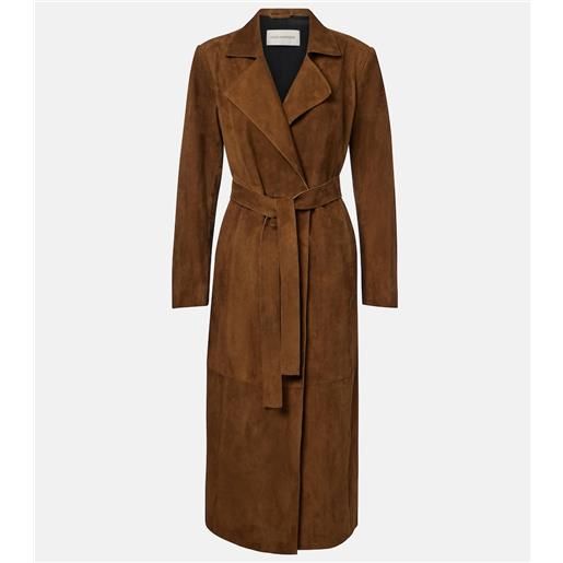 Nour Hammour cappotto winona in suede con cintura