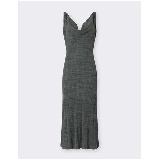 Ferrari abito lungo in misto lino a coste irregolari - female abbigliamento grey