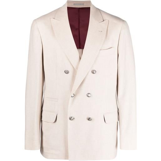 Brunello Cucinelli blazer doppiopetto con revers a lancia - toni neutri