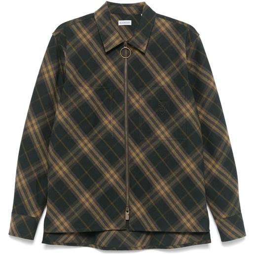 Burberry giacca-camicia a quadri con cappuccio - grigio