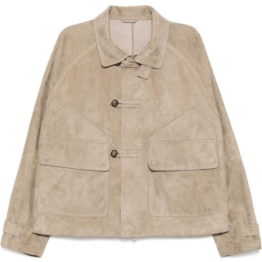 Giorgio Armani giacca in pelle scamosciata - toni neutri