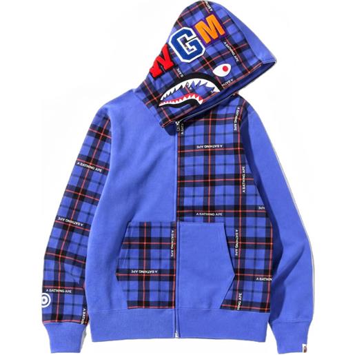 A BATHING APE® shark check hoodie - blu