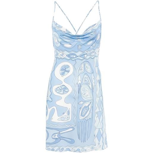 PUCCI abito con stampa astratta e scollo drappeggiato - blu