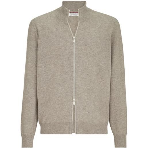 Brunello Cucinelli cardigan con zip - grigio