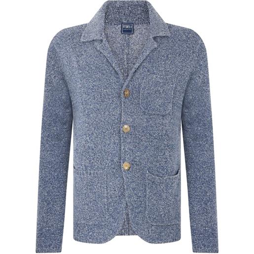 Fedeli button-up notched-lapel cardigan - blu