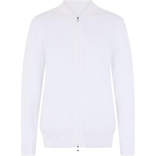 Fedeli cardigan in cotone con zip - bianco