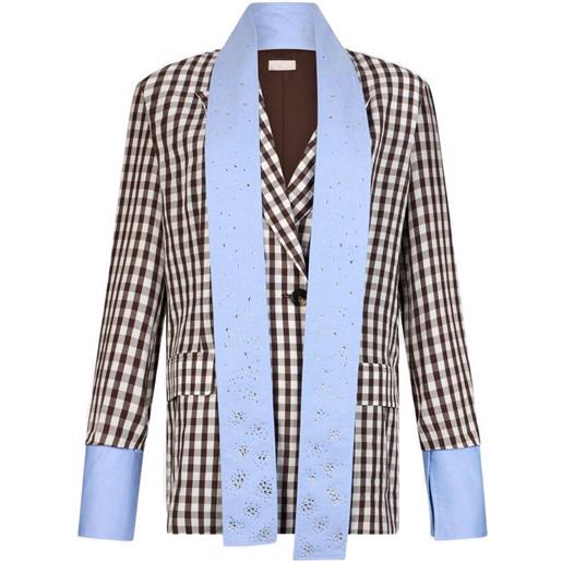 LIU JO blazer doppiopetto a quadri - marrone