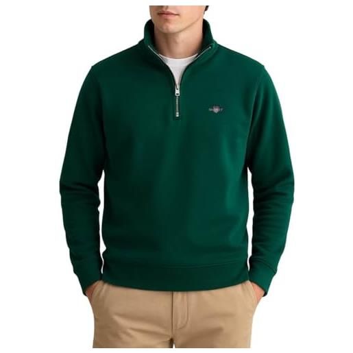 GANT felpa da uomo reg shield half zip sweat, verde foresta, xl