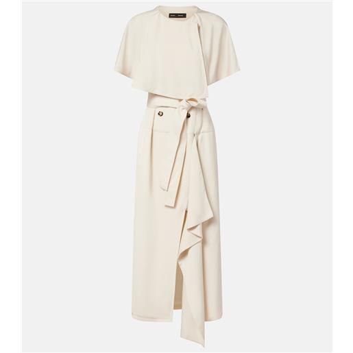 Proenza Schouler abito midi isolde in twill con mantella