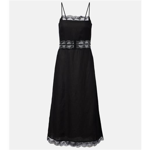 Staud abito midi amalina in lino con pizzo