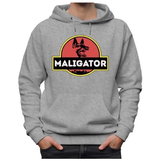 Forsca maligator belgian malinois dog felpa classica unisex con cappuccio per uomini e donne, grigio. , s