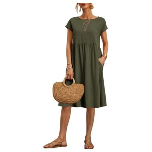DURINM abito da spiaggia vestiti casual lungo donna stampa floreale maniche corte estivi vestito donna manica corta abito scollo a v vestiti casual da donna vestito mare