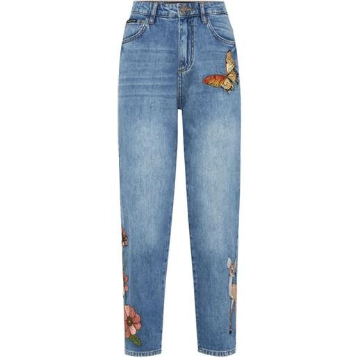 Philipp Plein jeans con ricamo farfalla - blu