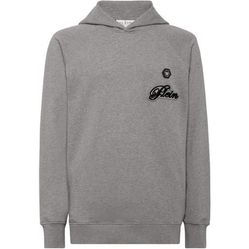 Philipp Plein felpa con logo e cappuccio - grigio