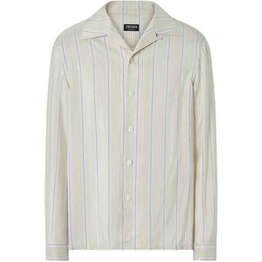 Zegna camicia a righe in seta - toni neutri