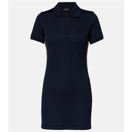 Gucci abito polo web in jersey a coste a righe
