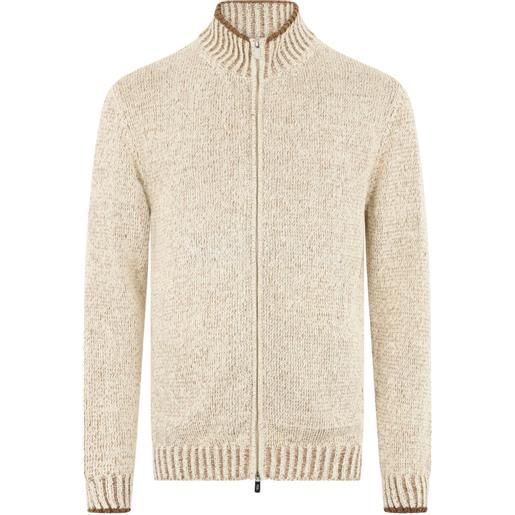 Fedeli zip-up high-neck cardigan - toni neutri