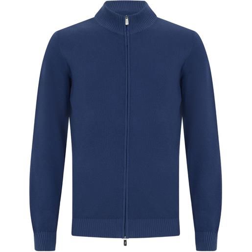Fedeli cardigan a collo alto con zip - blu