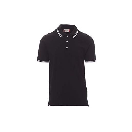Ergos Workwear payper - skipper polo 100% cotone piquet con bordini a contrasto manica corta uomo colore: nero/bianco, taglia: xl
