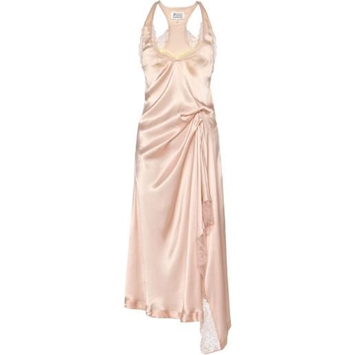 Maison Margiela abito midi asimmetrico con rifinitura in pizzo - rosa