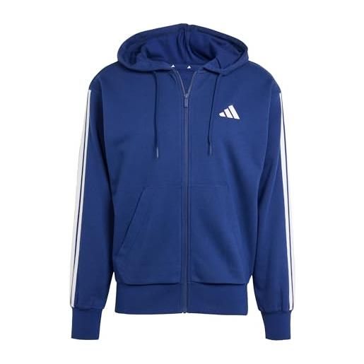 adidas men felpa con cappuccio essentials 3-stripes french terry full-zip