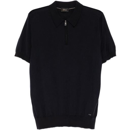 Brioni polo con zip - blu