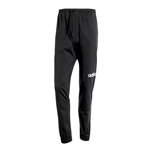 adidas uomo essentials linear single jersey pants, black/white, xxl
